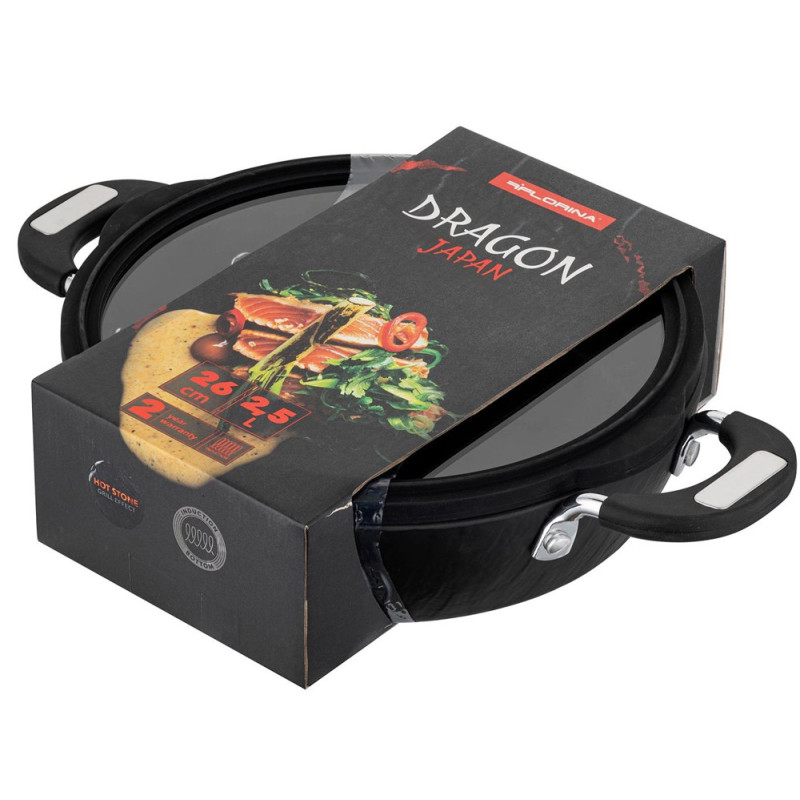 Garnek aluminiowy 26 cm niski z powłoką granitową 2.5 L Florina Dragon 1G 4910