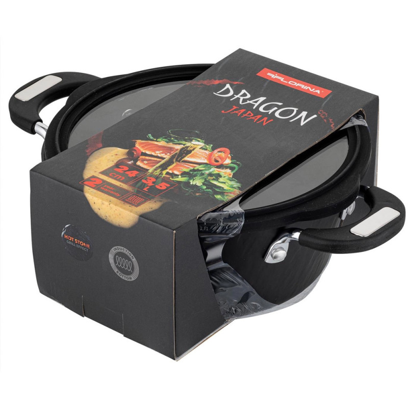 Garnek aluminiowy 24 cm z powłoką granitową 3.5 L Florina Dragon 1G 4897