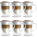 Szklanki termiczne z uchem Kubas 370 ml do kawy latte komplet 6 sztuk Kamille 9014