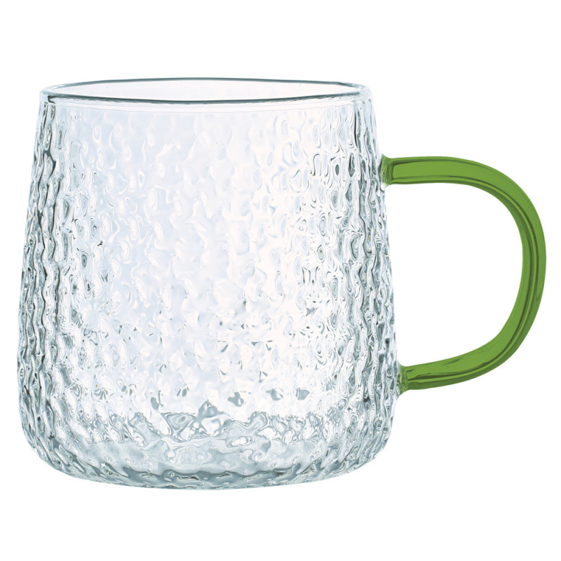 Szklanki z zielonym uchem do kawy herbaty 350 ml MG Home Deco zestaw 4 szklanek
