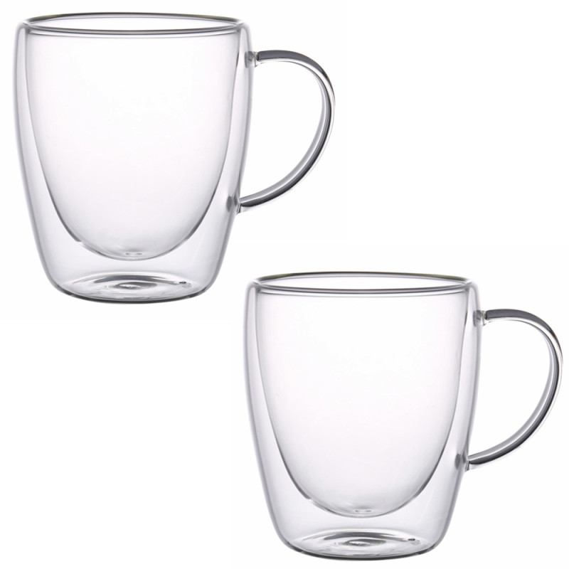 Szklanki termiczne z białym uchem zestaw 6 sztuk Renza 300 ml do kawy latte herbaty MGHOME
