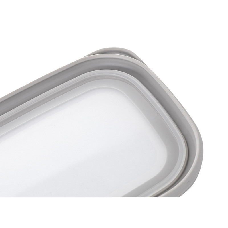 Zestaw 5 pojemników do żywności prostokątny 670/800/1200/1300/2300 ml przezroczysty z szczelną szarą pokrywką Florina Foodie