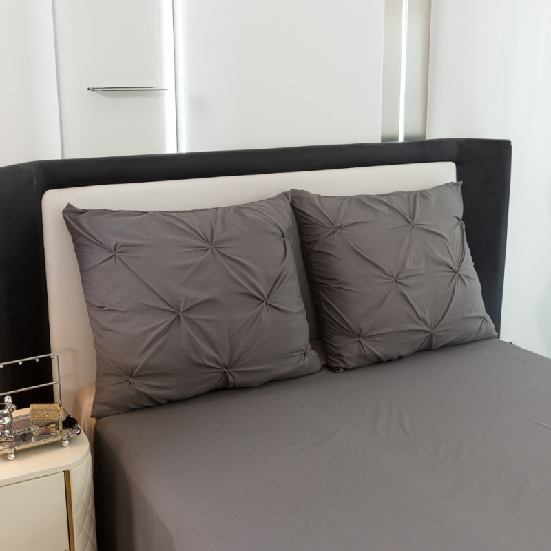 Pościel 200x220 luksusowa Cotton World gruba 3 części 2719 ciemno-szara