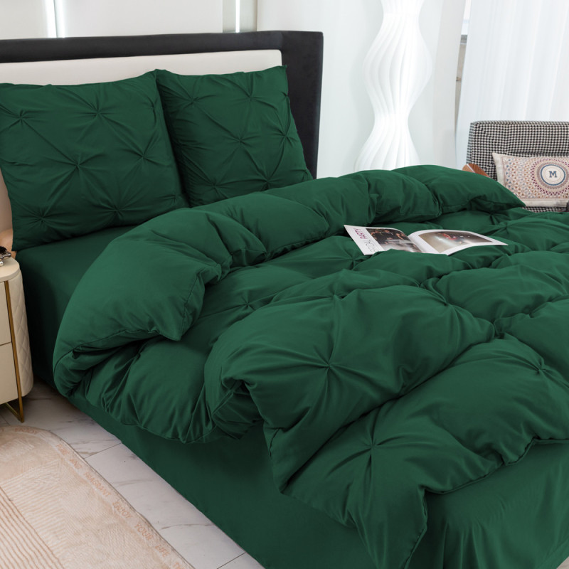 Pościel 200x220 luksusowa Cotton World gruba 3 części 2718 butelkowa zieleń
