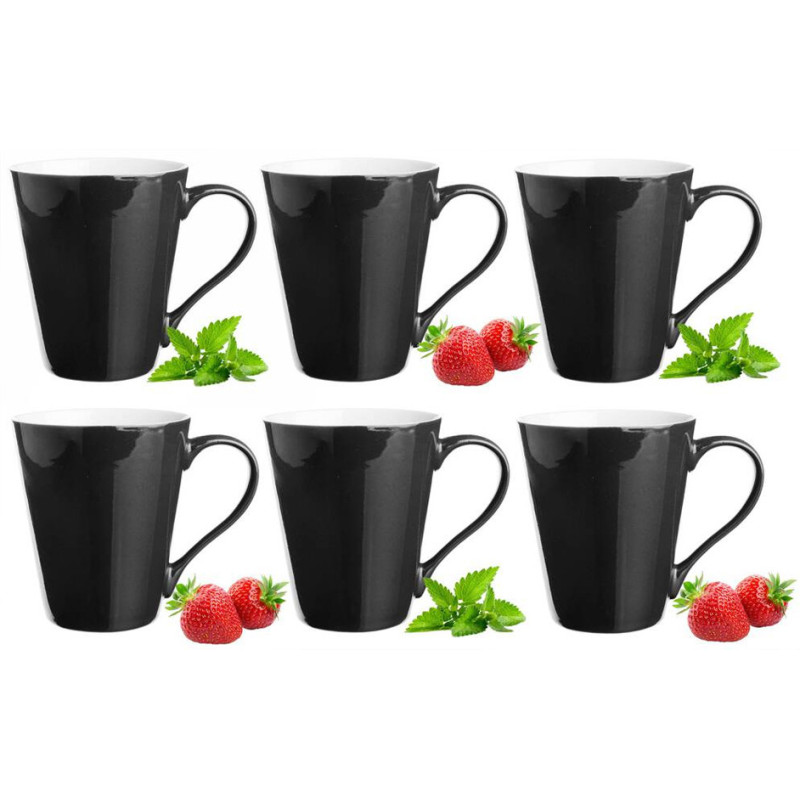 Kubki ceramiczne 250 ml zestaw 6 sztuk czarny Maja Glasmark
