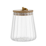 Pojemnik szklany 500 ml z drewnianą pokrywką Bella Florina 3P 4667