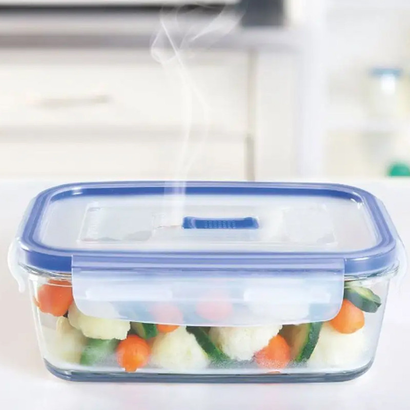 Zestaw 3 pojemników szklanych lunchbox Pure Box Active Luminarc 380/760/1220 ml żaroodporne kwadratowe