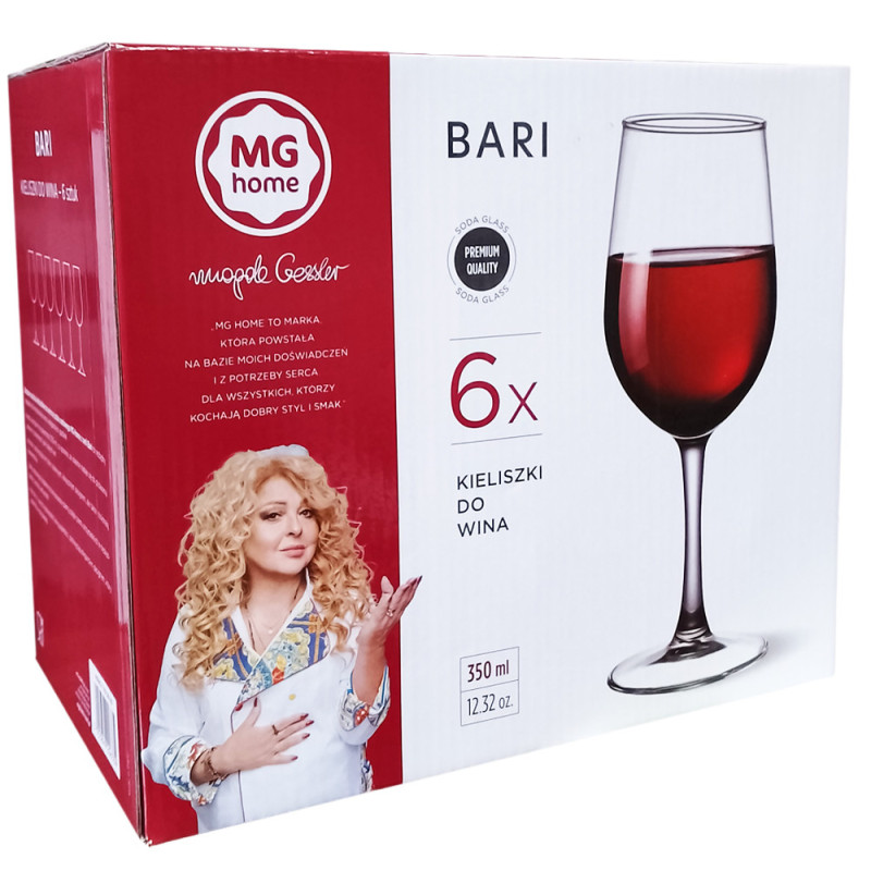 Kieliszki do wina 350 ml bezbarwne grube szkło Bari MG Home