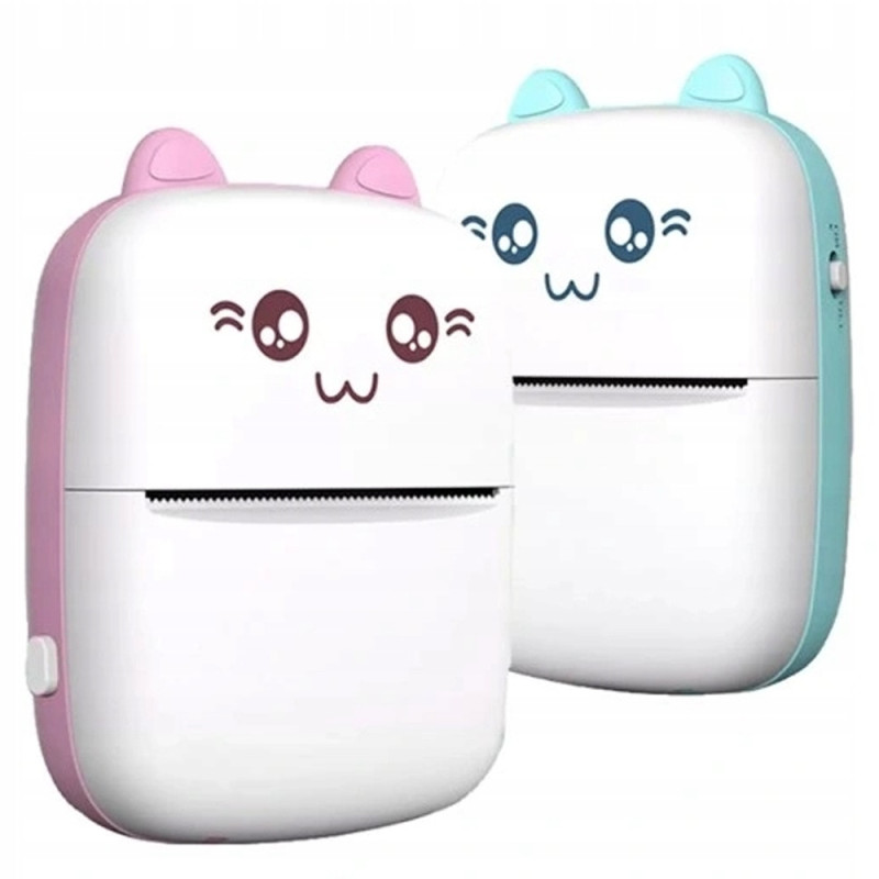 Drukarka termiczna do etykiet zdjęć obrazków mini printer kotek z kablem USB