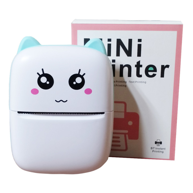 Drukarka termiczna do etykiet zdjęć obrazków mini printer kotek z kablem USB