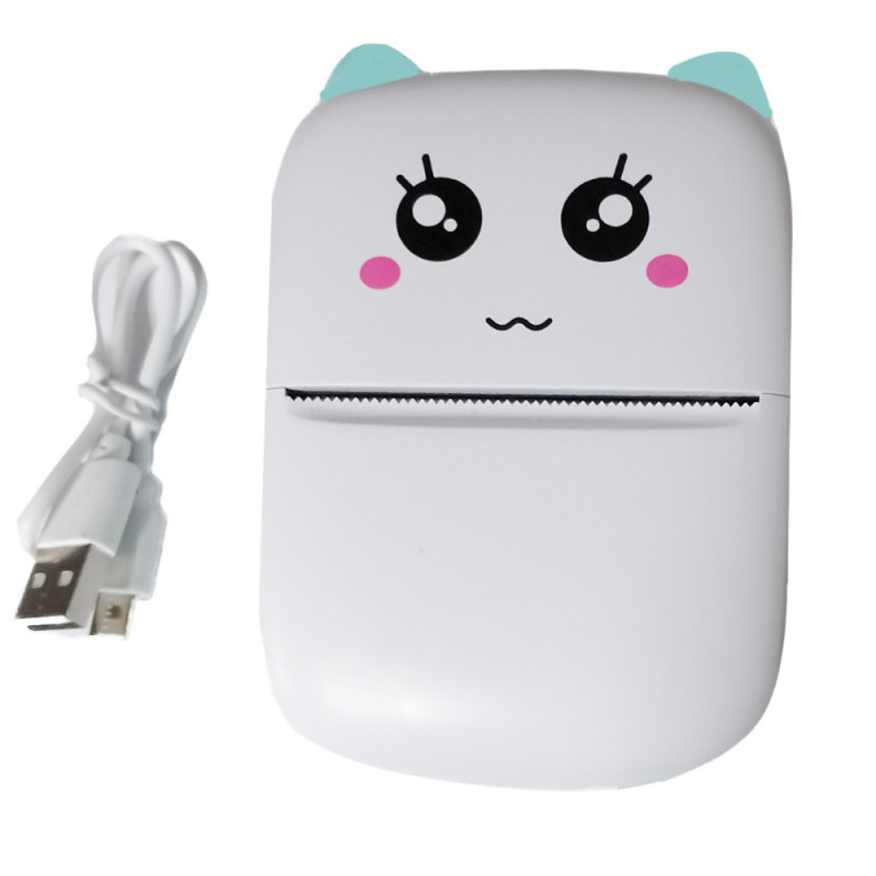 Drukarka termiczna do etykiet zdjęć obrazków mini printer kotek z kablem USB