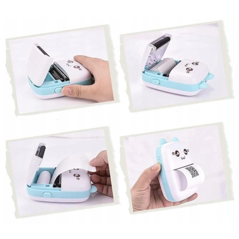 Drukarka termiczna do etykiet zdjęć obrazków mini printer kotek z kablem USB
