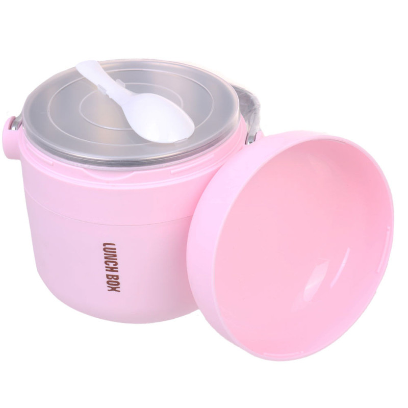 Termos obiadowy 1 L menażka z uchwytem pojemnik termiczny na obiad lunchbox różowy Krisberg KR-2210
