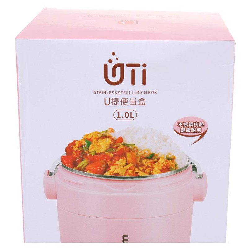 Termos obiadowy 1 L menażka z uchwytem pojemnik termiczny na obiad lunchbox różowy Krisberg KR-2210