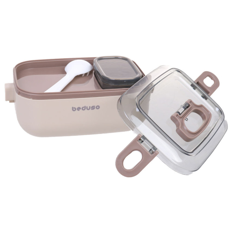 Lunchbox pojemnik na jedzenie z uchwytem 3 częściowy beżowy Krisberg KR 2208