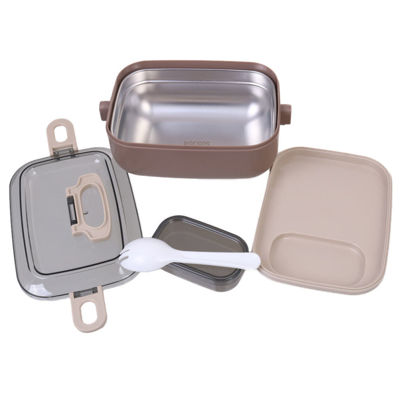 Lunchbox pojemnik na jedzenie z uchwytem 3 częściowy brązowy Krisberg KR 2208