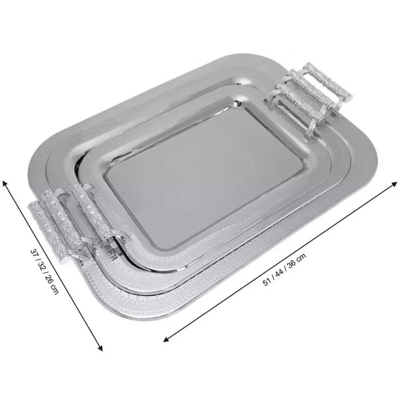 Tace do serwowania  stalowe chromowane zestaw 3 sztuk Kinghoff KH-4744