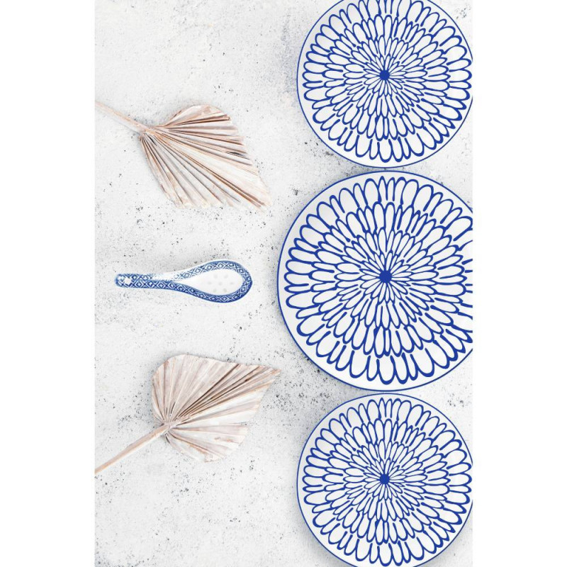 Serwis obiadowy porcelanowy MG Home Fiori 18 elementów zestaw talerzy dla 6 osób kwiaty