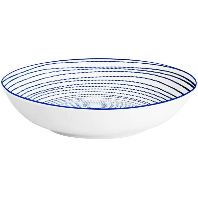 Serwis obiadowy porcelanowy MG Home Marea 18 elementów zestaw talerzy dla 6 osób biało-niebieski
