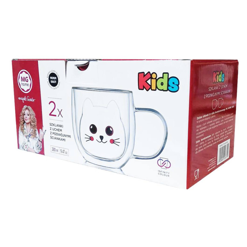 Zestaw szklanek 280 ml z uchem MG Home Kotek II komplet 2 sztuki  7105023183