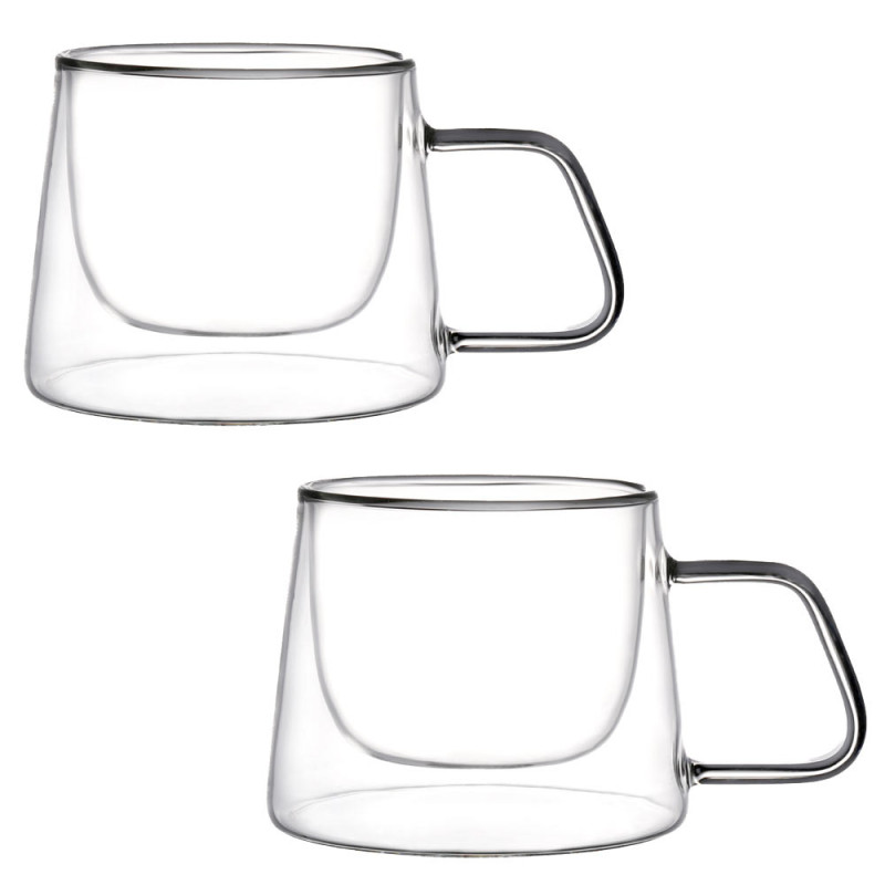 Zestaw szklanek termicznych 200 ml z uchem MG Home filiżanki szklane komplet 2 sztuki 7105023174