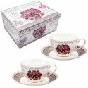 Serwis kawowy dla 2 osób Bella Fiore porcelana zestaw filiżanek ze spodkami Tragar 40561