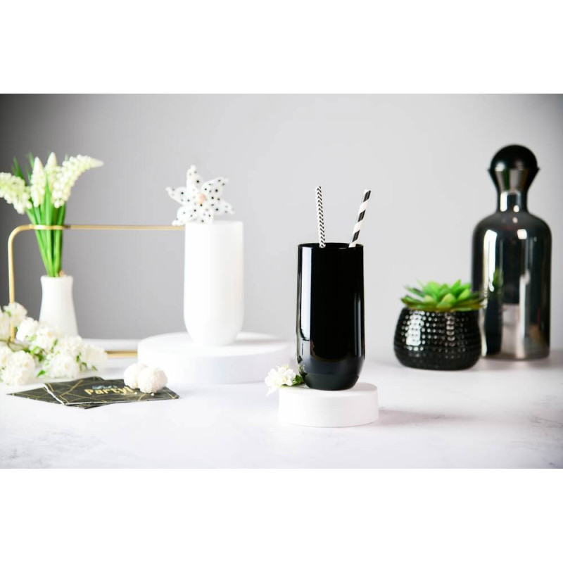 Szklanki czarne błyszczące Glasmark 400 ml zestaw 6 szklanek do napojów wody drinków wysokie proste