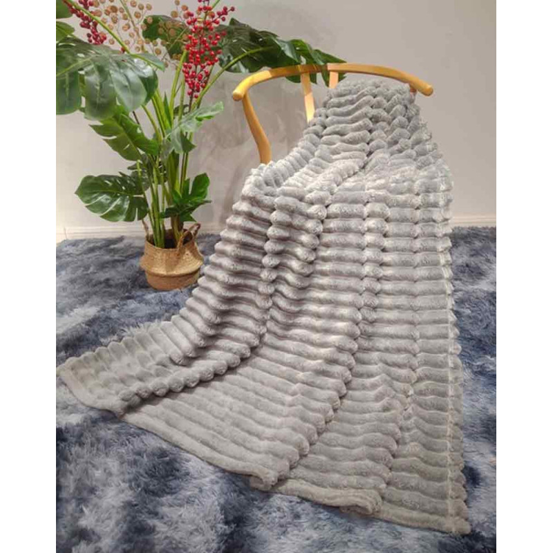 Koc szary 200x220 cm mikrofibra Cotton World miękki ciepły pled narzuta na łóżko