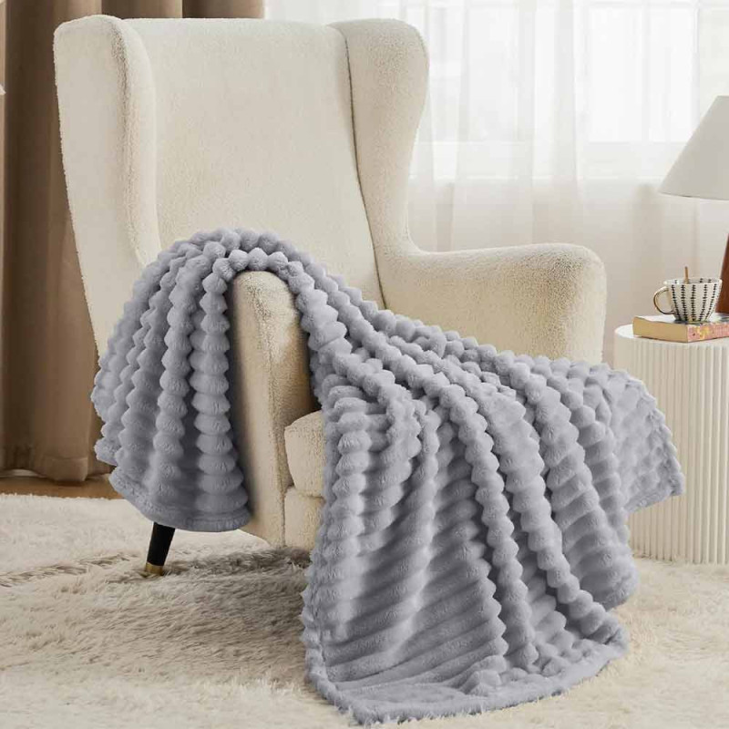 Koc szary 200x220 cm mikrofibra Cotton World miękki ciepły pled narzuta na łóżko