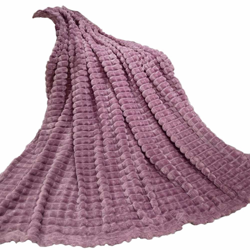 Koc fioletowy 160x200 cm mikrofibra Cotton World miękki ciepły pled narzuta na łóżko