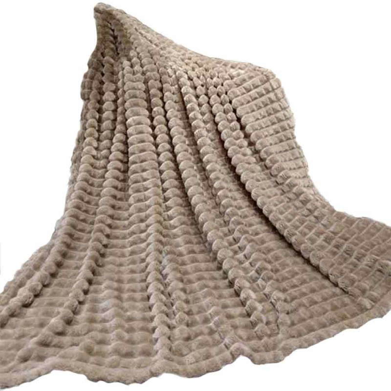 Koc jasny brąz 200x220 cm mikrofibra Cotton World miękki ciepły pled narzuta na łóżko