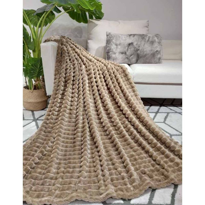 Koc kremowy 200x220 cm mikrofibra Cotton World miękki ciepły pled narzuta na łóżko