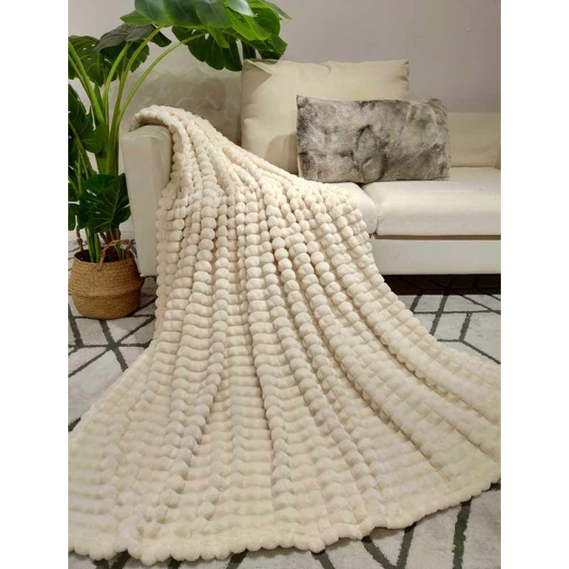 Koc biały 200x220 cm mikrofibra Cotton World miękki ciepły pled narzuta na łóżko