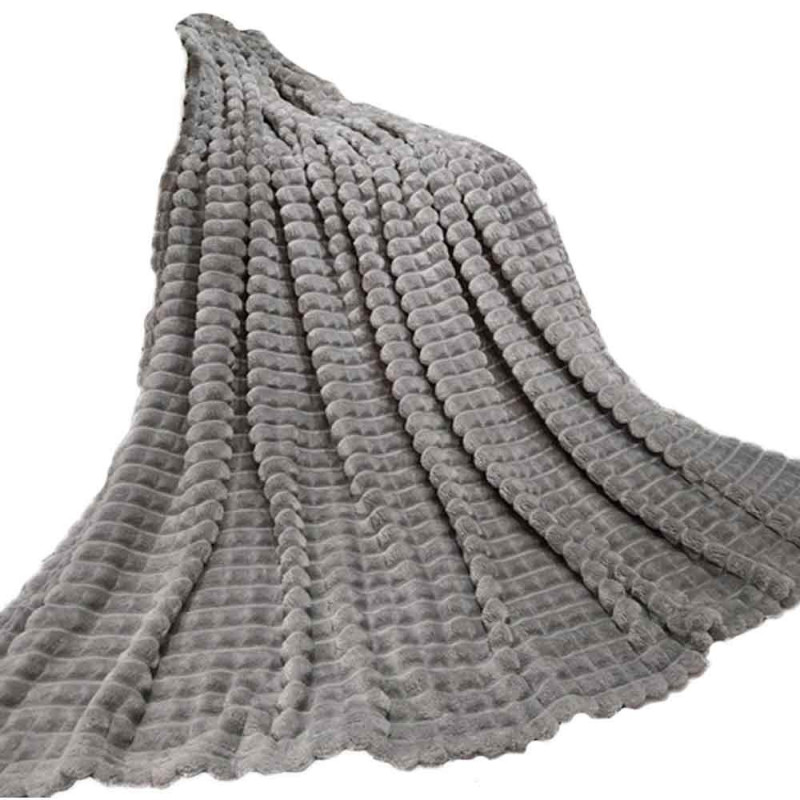 Koc szary 200x220 cm mikrofibra Cotton World miękki ciepły pled narzuta na łóżko