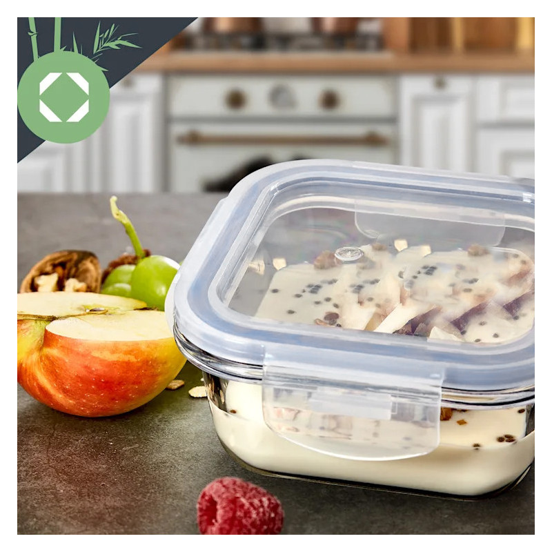 Zestaw 3 pojemników szklanych lunchbox MG Home Cucina 1200/800/300 ml żaroodporne