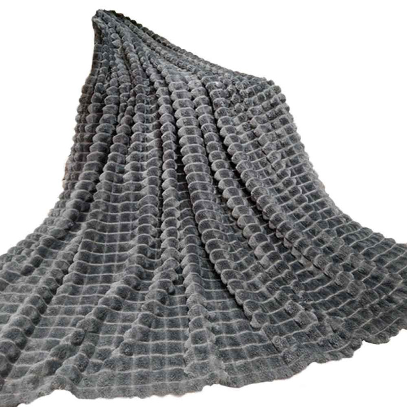 Koc ciemno-szary 160x200 cm mikrofibra Cotton World miękki ciepły pled narzuta na łóżko