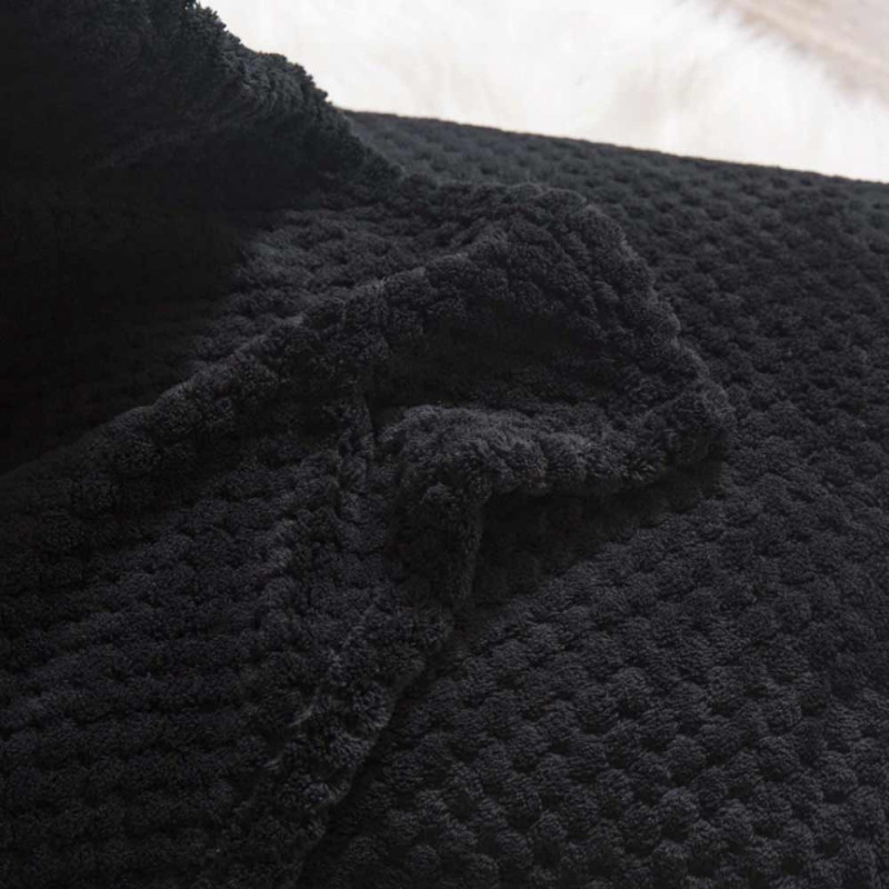 Koc czarny 200x220 cm mikrofibra Cotton World miękki ciepły pled narzuta na łóżko