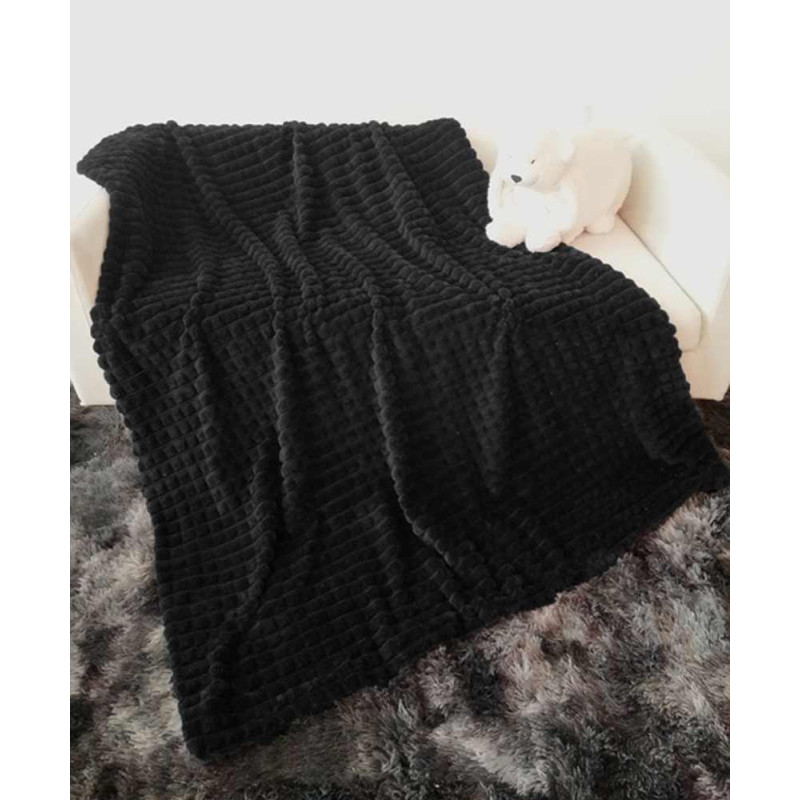 Koc czarny 200x220 cm mikrofibra Cotton World miękki ciepły pled narzuta na łóżko