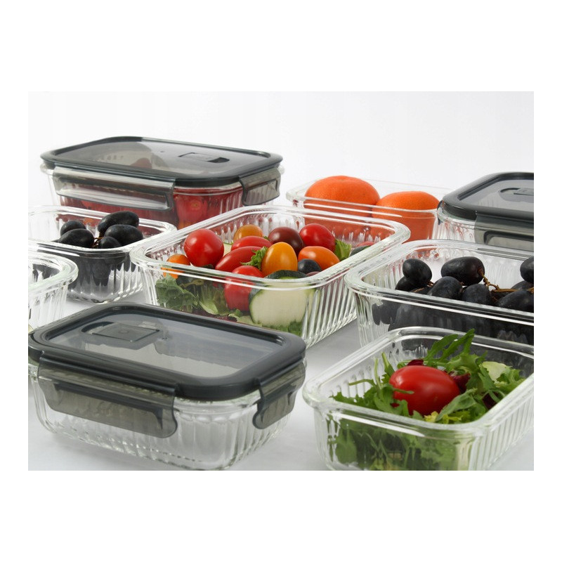 Zestaw 3 pojemników szklanych lunchbox MG Home Cucina 1500/1000/400 ml żaroodporne