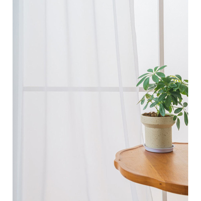 Firana biała gładka 200x250 cm na przelotkach kółkach Cotton World