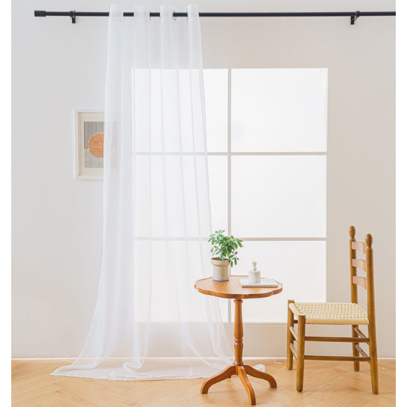 Firana biała gładka 200x250 cm na przelotkach kółkach Cotton World