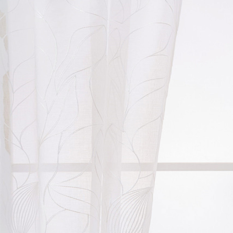 Firana biała z haftem 145x270 cm taśma Cotton World