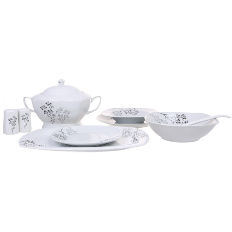 Serwis obiadowy porcelana 43 elementy komplet na 12 osób biały + dodatki Violet VC 229