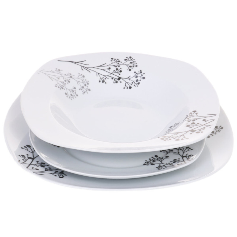 Serwis obiadowy porcelana 18 elementów komplet na 6 osób biały Violet VC 229