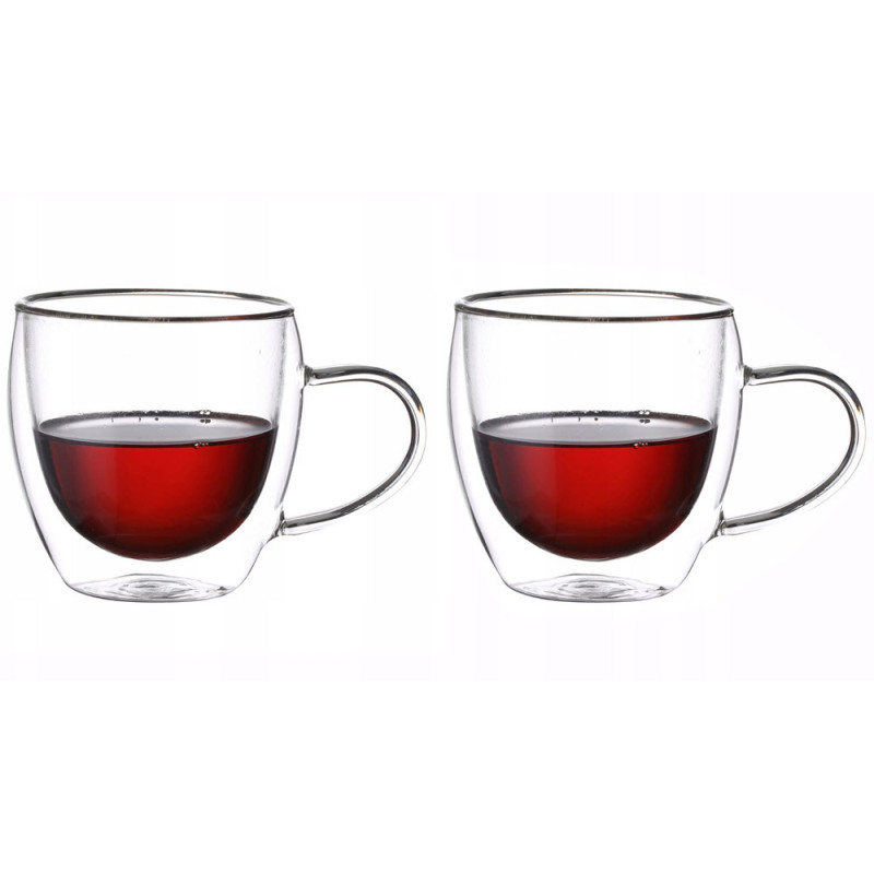 Szklanki termiczne 100 ml komplet 2 sztuk z podwójnymi ściankami małe filiżanki do espresso Kamille 9012