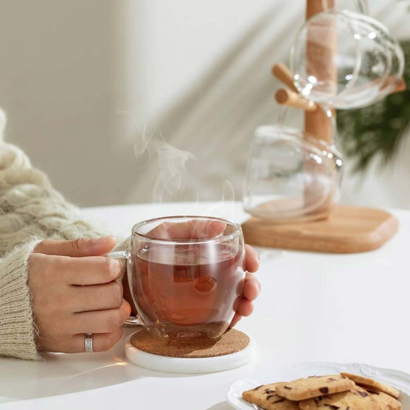 Szklanki termiczne 100 ml komplet 6 sztuk z podwójnymi ściankami małe filiżanki do espresso Kamille 9012