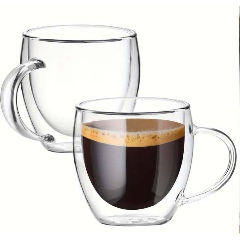 Szklanki termiczne 100 ml komplet 6 sztuk z podwójnymi ściankami małe filiżanki do espresso Kamille 9012