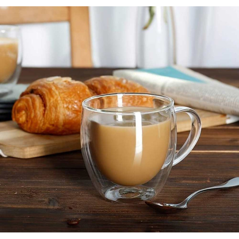 Szklanki termiczne 100 ml komplet 6 sztuk z podwójnymi ściankami małe filiżanki do espresso Kamille 9012