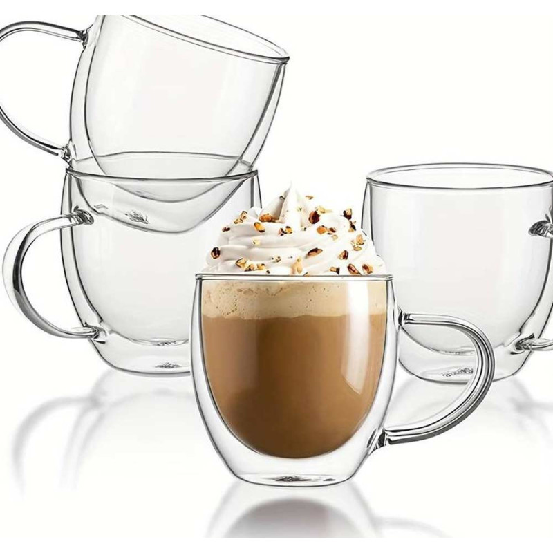Szklanki termiczne 100 ml komplet 6 sztuk z podwójnymi ściankami małe filiżanki do espresso Kamille 9012