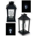 Lampion dekoracyjny z aniołkiem 14x14x32 cm latarenka XL czarna znicz Cortina